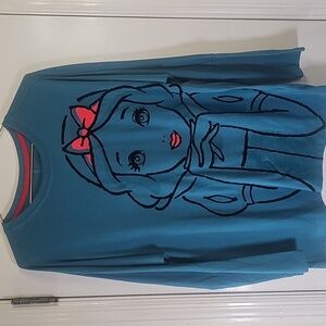 Disney Boutique Snow White Aqua Long Sleeve Polyester Blend Shirt-Size: Small